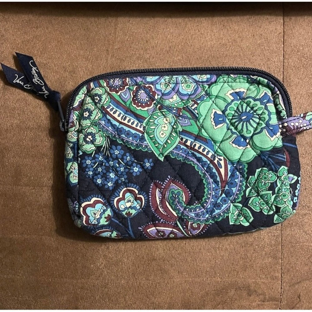 VERA BRADLEY Blue & Green‎ Paisley Coin Phone Makeup Purse Retired